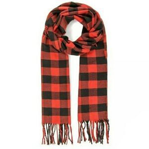 Red & Black Buffalo Checked Long Scarf